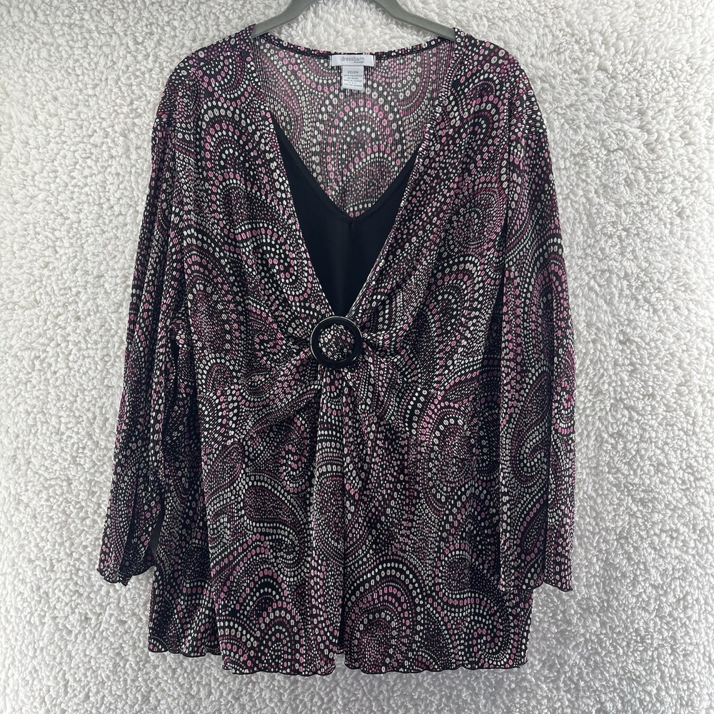 Dressbarn Y2K Top Plus Size 22/24 Layered Textured Fabric 90s Babydoll